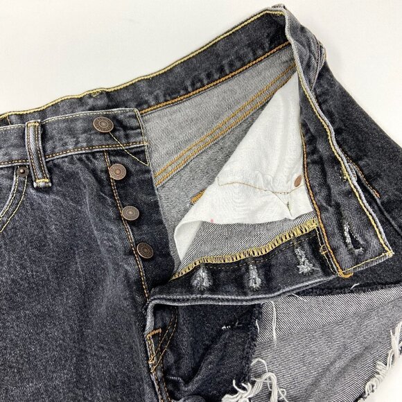 LEVI'S | Distressed Denim Cut-Off Shorts Black - Picture 3 of 8
